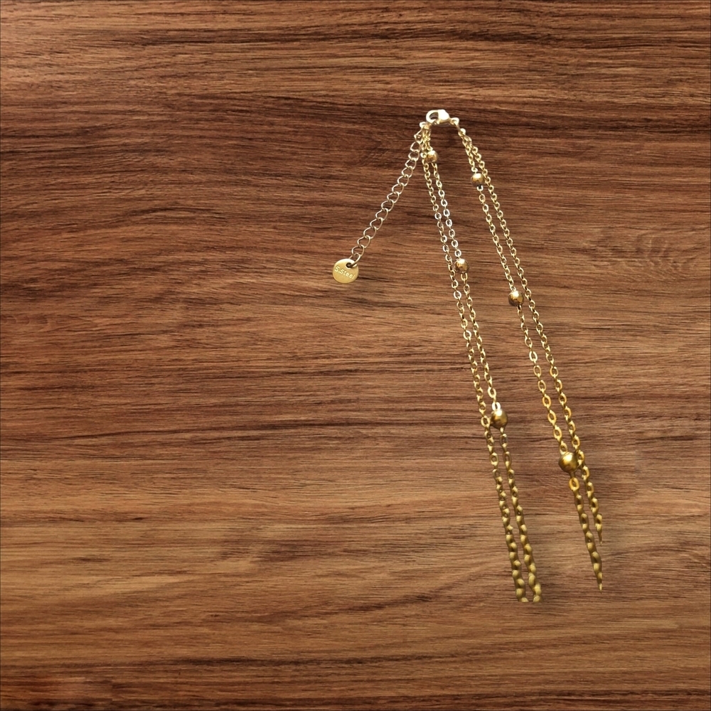 Elegant Gold Pendant Necklace Stamped S Steel 18" - Picture 4 of 5